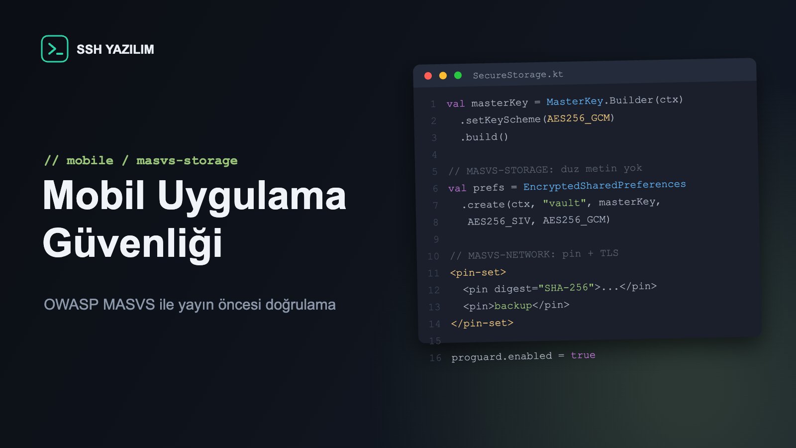 Android Keystore ile güvenli veri saklama kodunu gösteren Kotlin editör penceresi