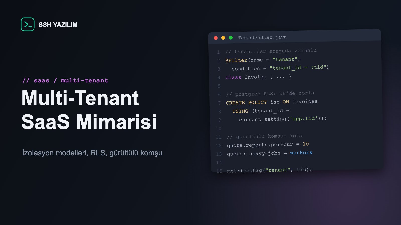 Spring uygulamasında tenant bağlamı çözümlemesini gösteren kod editörü penceresi
